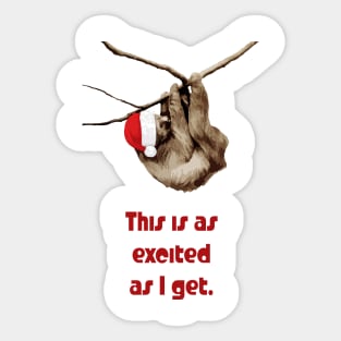 Excited Christmas Sloth Sticker